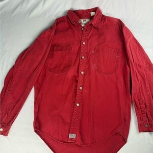 Levi's Vintage Men's Casual Red Denim Button-Down Shirt